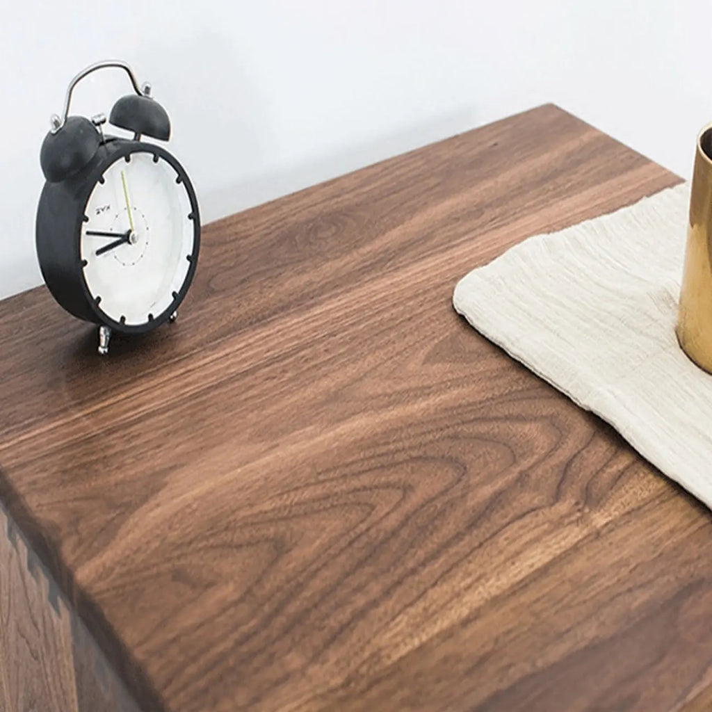 Mid-Century Modern Solid Wood Nightstand with Drawer