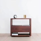 Mid-Century Modern Solid Wood Nightstand with Drawer