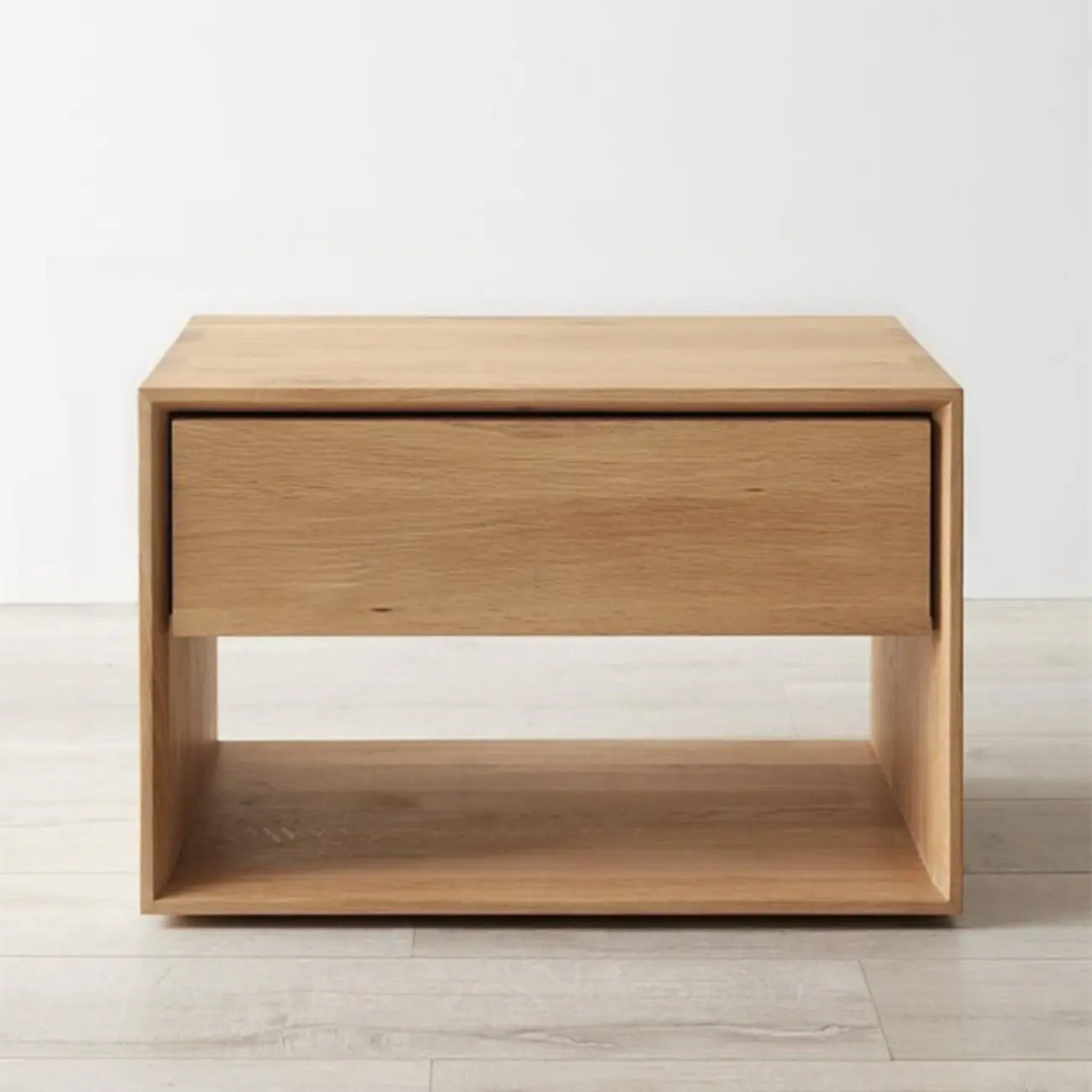 Mid-Century Modern Solid Wood Nightstand with Drawer