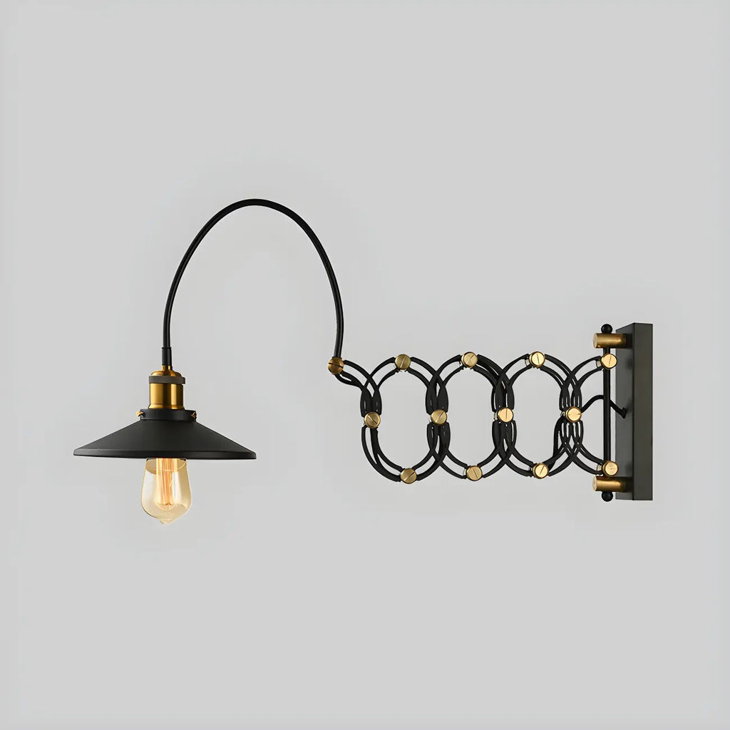 Industrial Black Brass Flexible Swing Arm Wall Light