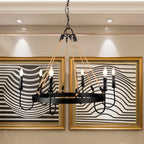 Hemp Rope Industrial Metal Round Candle Chandelier