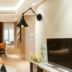 Industrial Metal Black 1-Light Swing Arm Wall Light