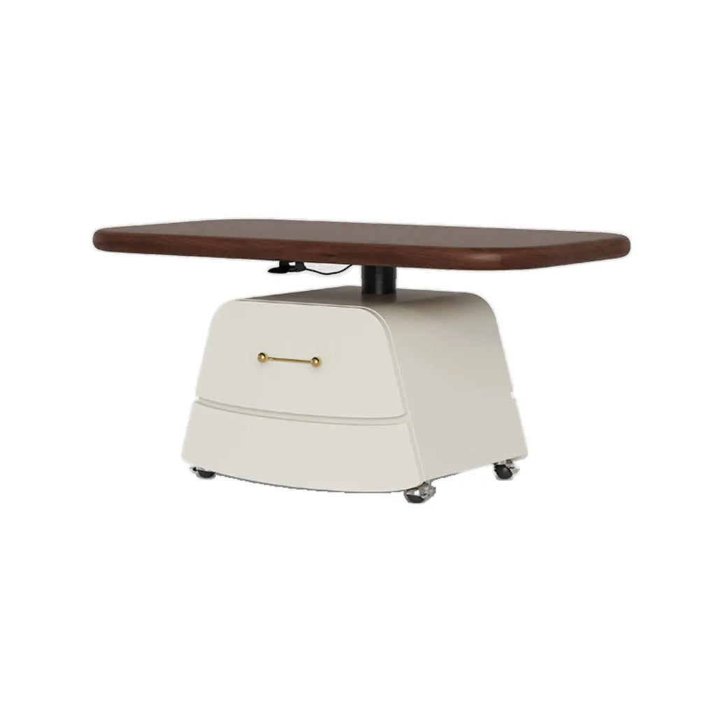 Brown White Wood Lift Top Coffee Table with Wheels