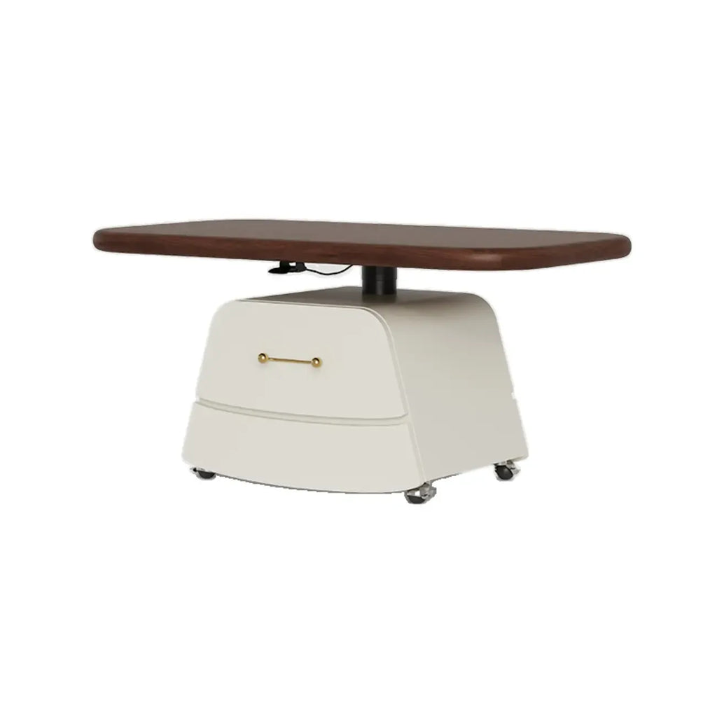 Brown White Wood Lift Top Coffee Table with Wheels