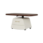 Brown White Wood Lift Top Coffee Table with Wheels