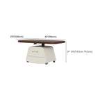 Brown White Wood Lift Top Coffee Table with Wheels