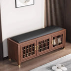 Traditional Wooden Upholstered Bench with Storage Locker