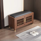 Traditional Wooden Upholstered Bench with Storage Locker