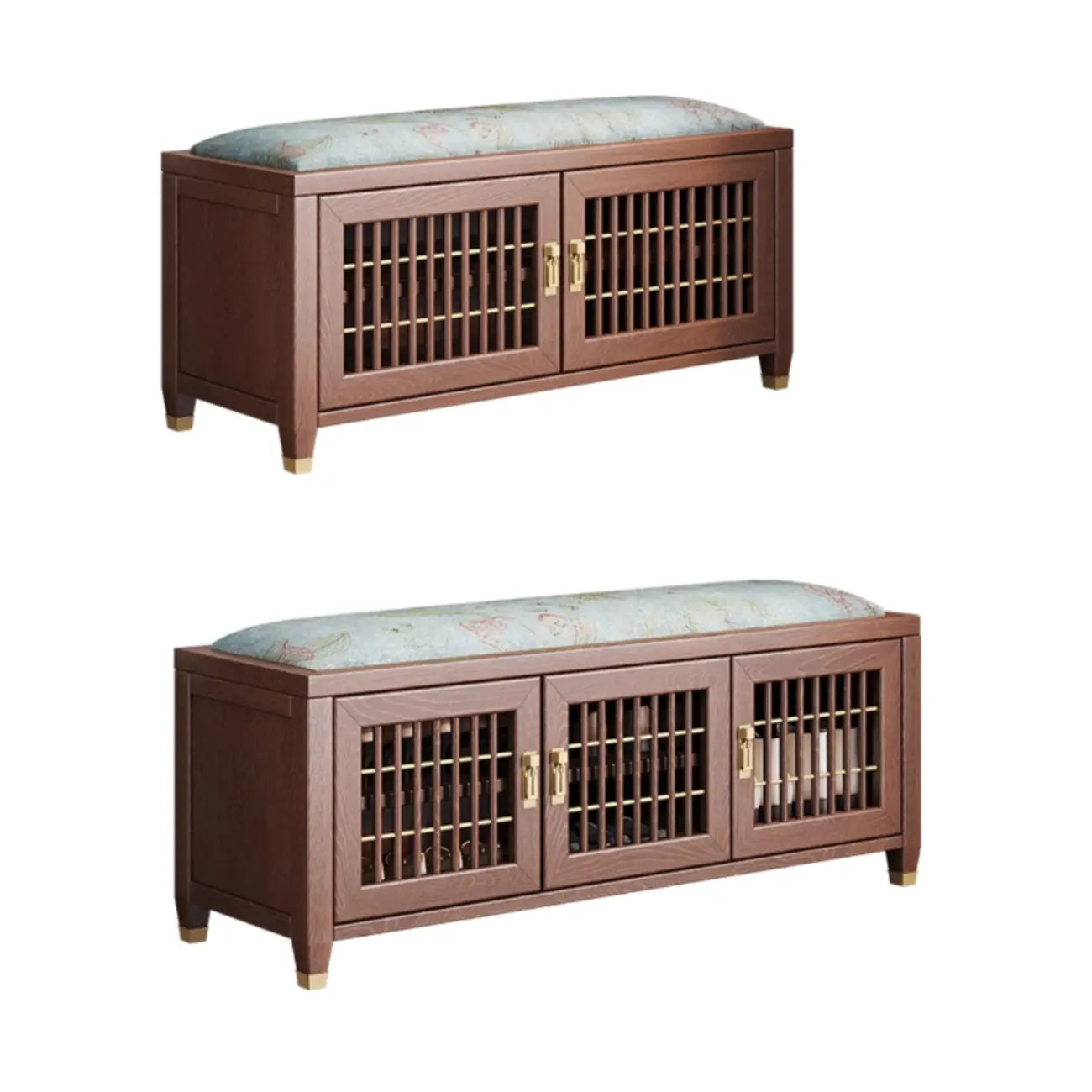Traditional Wooden Upholstered Bench with Storage Locker