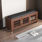 Traditional Wooden Upholstered Bench with Storage Locker