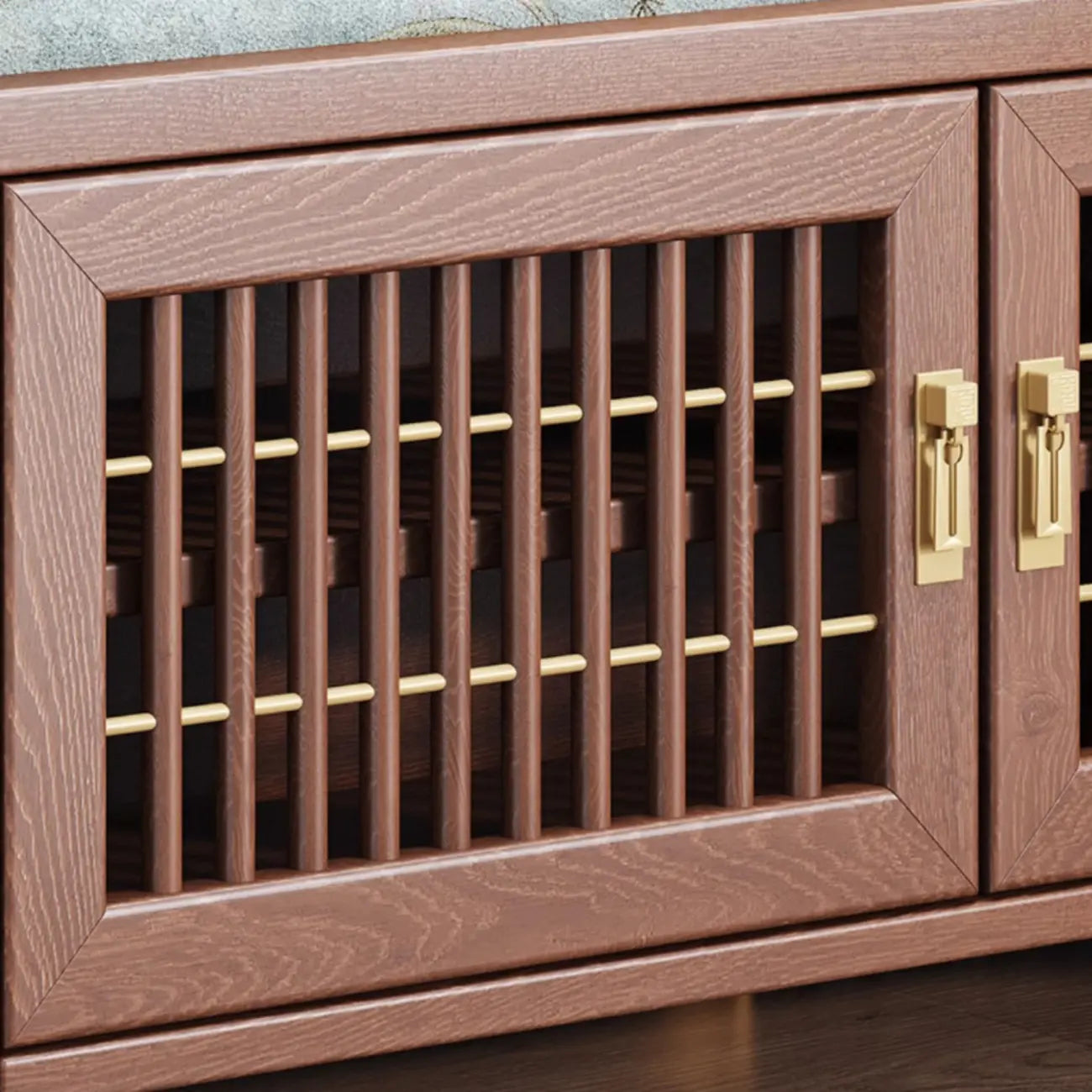 Traditional Wooden Upholstered Bench with Storage Locker