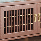 Traditional Wooden Upholstered Bench with Storage Locker