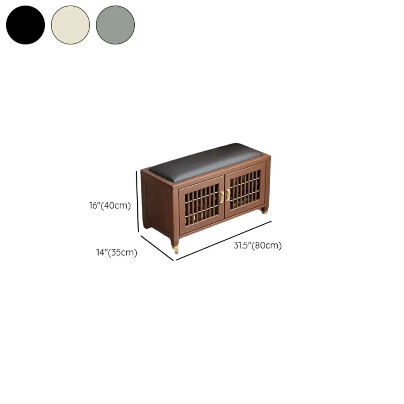 Traditional Wooden Upholstered Bench with Storage Locker