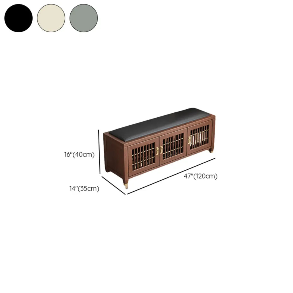 Traditional Wooden Upholstered Bench with Storage Locker