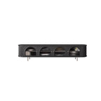 Long 2-Tier Wooden Black TV Stand with Glass Doors