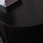 Long 2-Tier Wooden Black TV Stand with Glass Doors