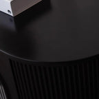 Long 2-Tier Wooden Black TV Stand with Glass Doors