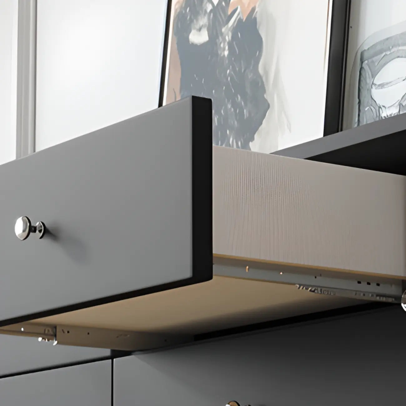 Long 2-Tier Wooden Black TV Stand with Glass Doors