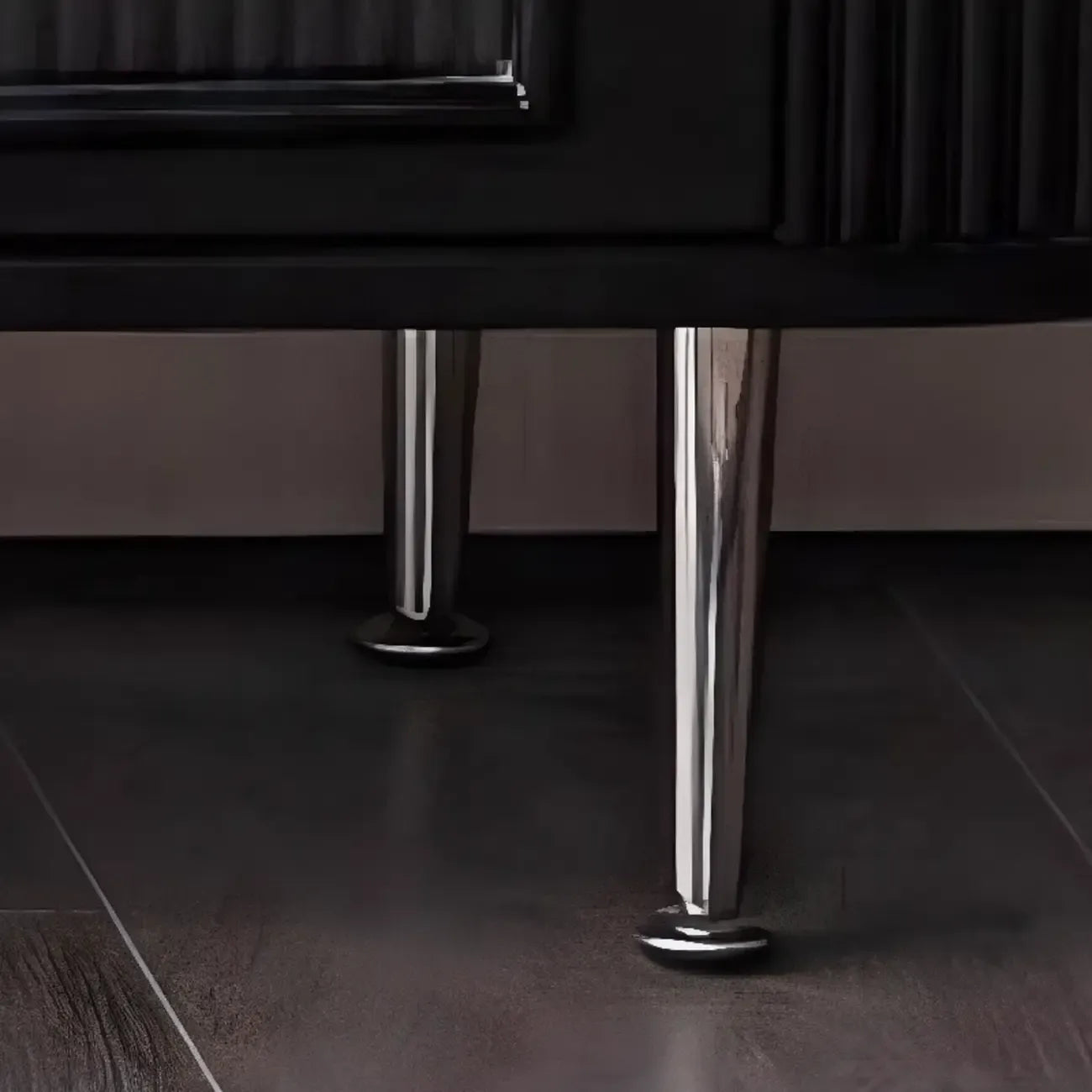 Long 2-Tier Wooden Black TV Stand with Glass Doors