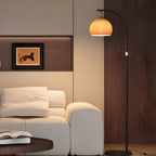 Modern Adjustable Plug-In Orange Glass Shape Arc Floor Lamp