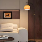 Modern Adjustable Plug-In Orange Glass Shape Arc Floor Lamp