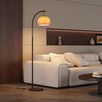 Modern Adjustable Plug-In Orange Glass Shape Arc Floor Lamp