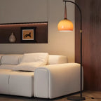Modern Adjustable Plug-In Orange Glass Shape Arc Floor Lamp