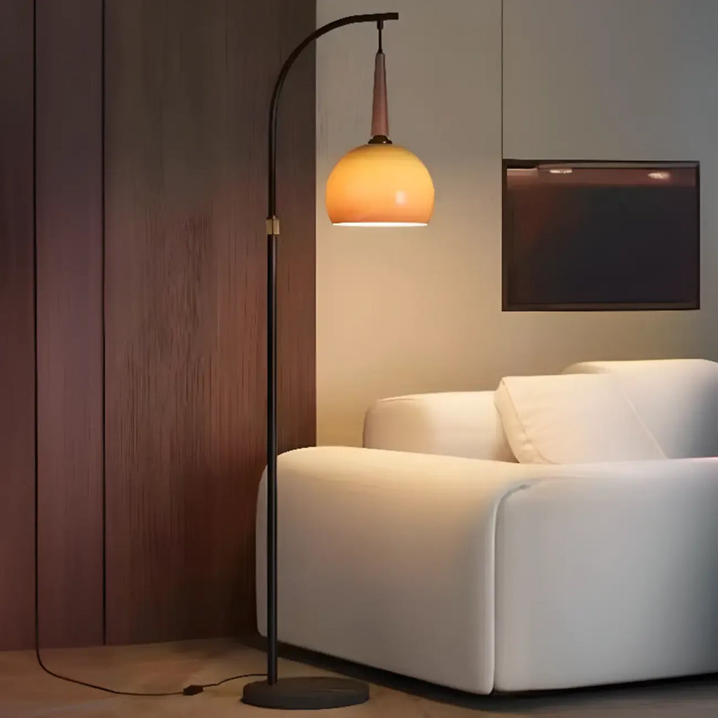 Modern Adjustable Plug-In Orange Glass Shape Arc Floor Lamp