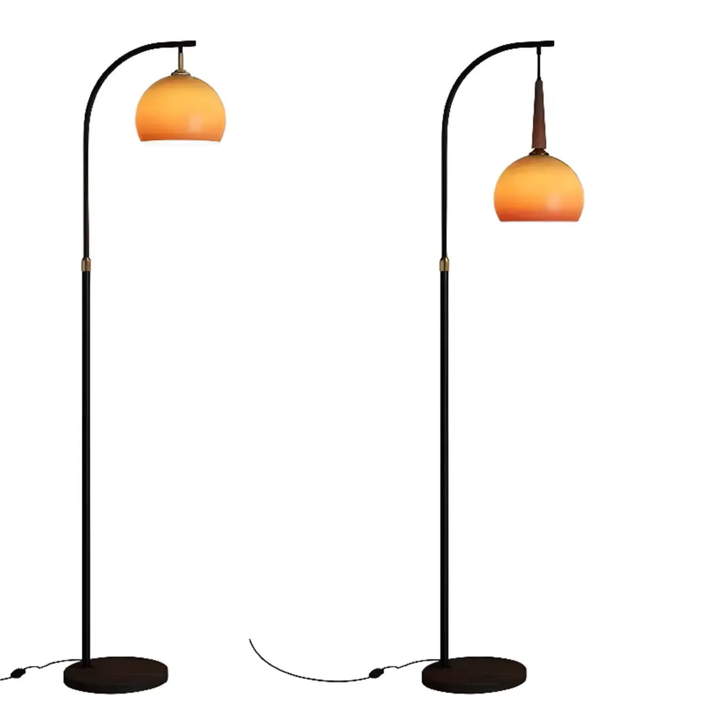 Modern Adjustable Plug-In Orange Glass Shape Arc Floor Lamp