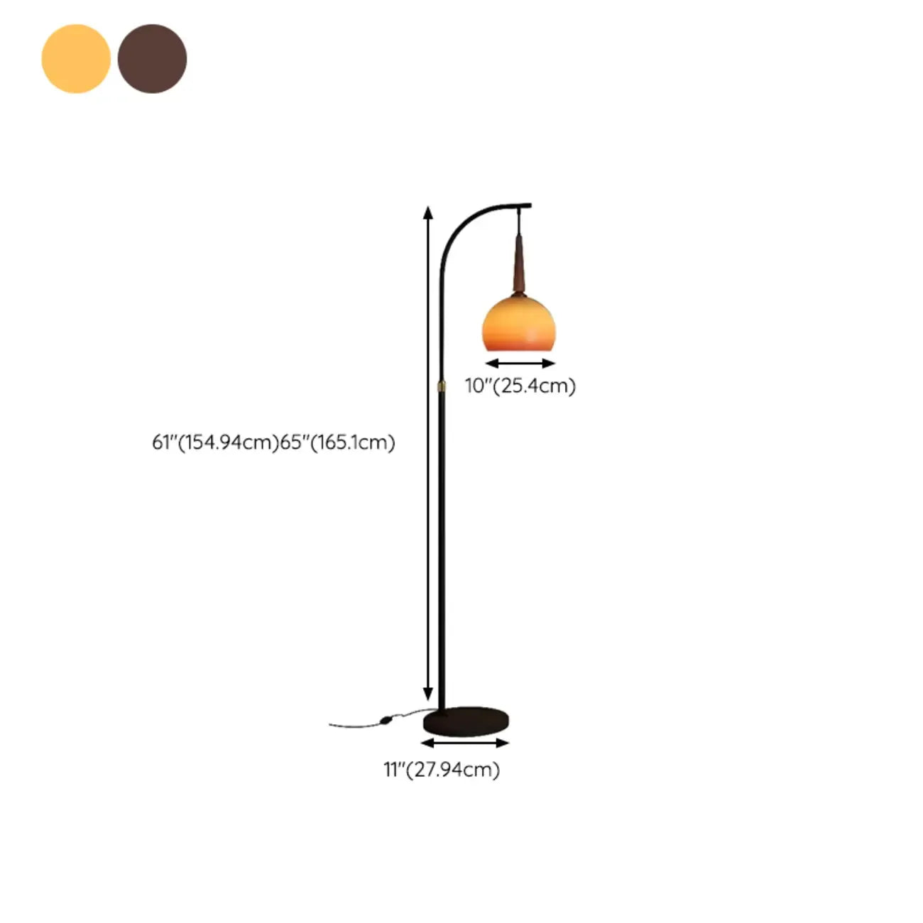 Modern Adjustable Plug-In Orange Glass Shape Arc Floor Lamp