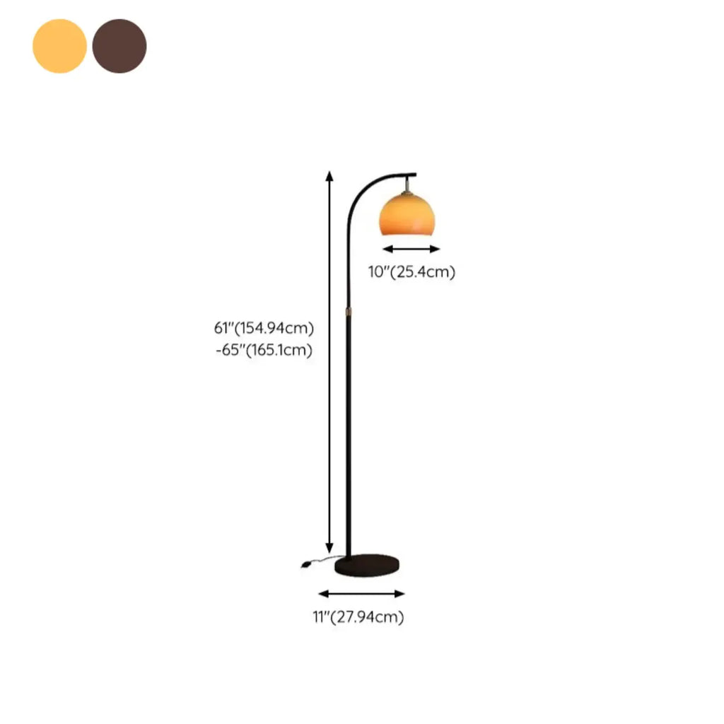 Modern Adjustable Plug-In Orange Glass Shape Arc Floor Lamp