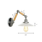 Industrial Glossy Swing Arm Wall Light with Wavy Glass Shade
