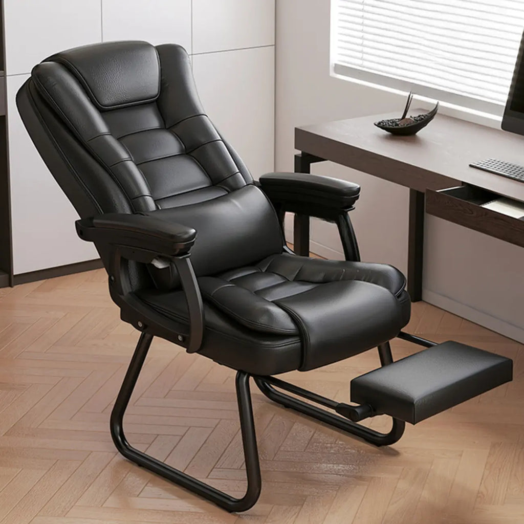 Luxurious Ink Leather Steel Reclining Office Chair