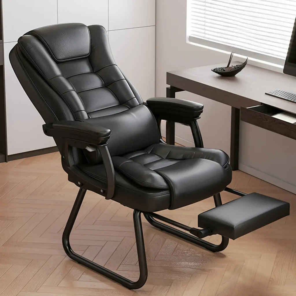 Luxurious Ink Leather Steel Reclining Office Chair