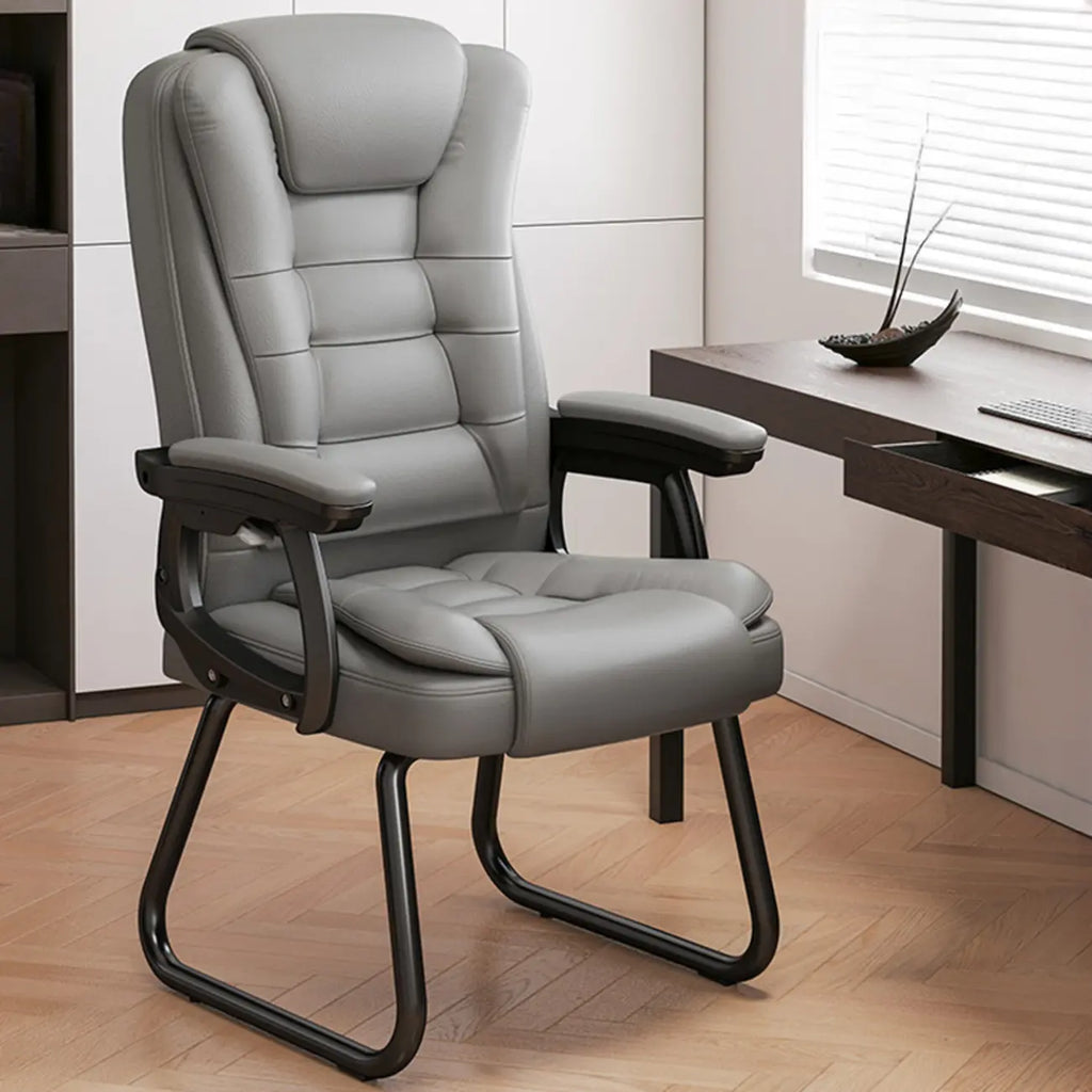 Luxurious Ink Leather Steel Reclining Office Chair