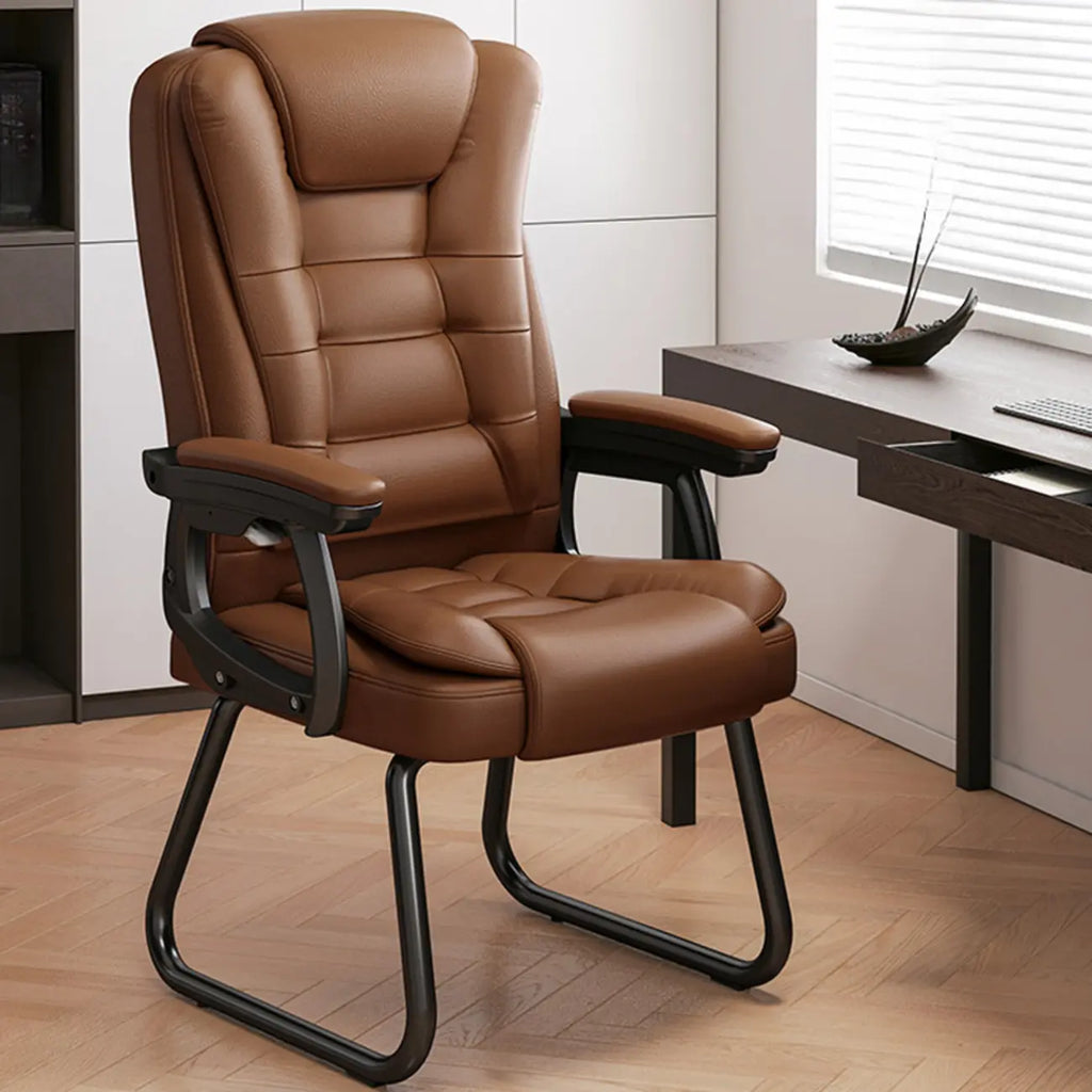 Luxurious Ink Leather Steel Reclining Office Chair