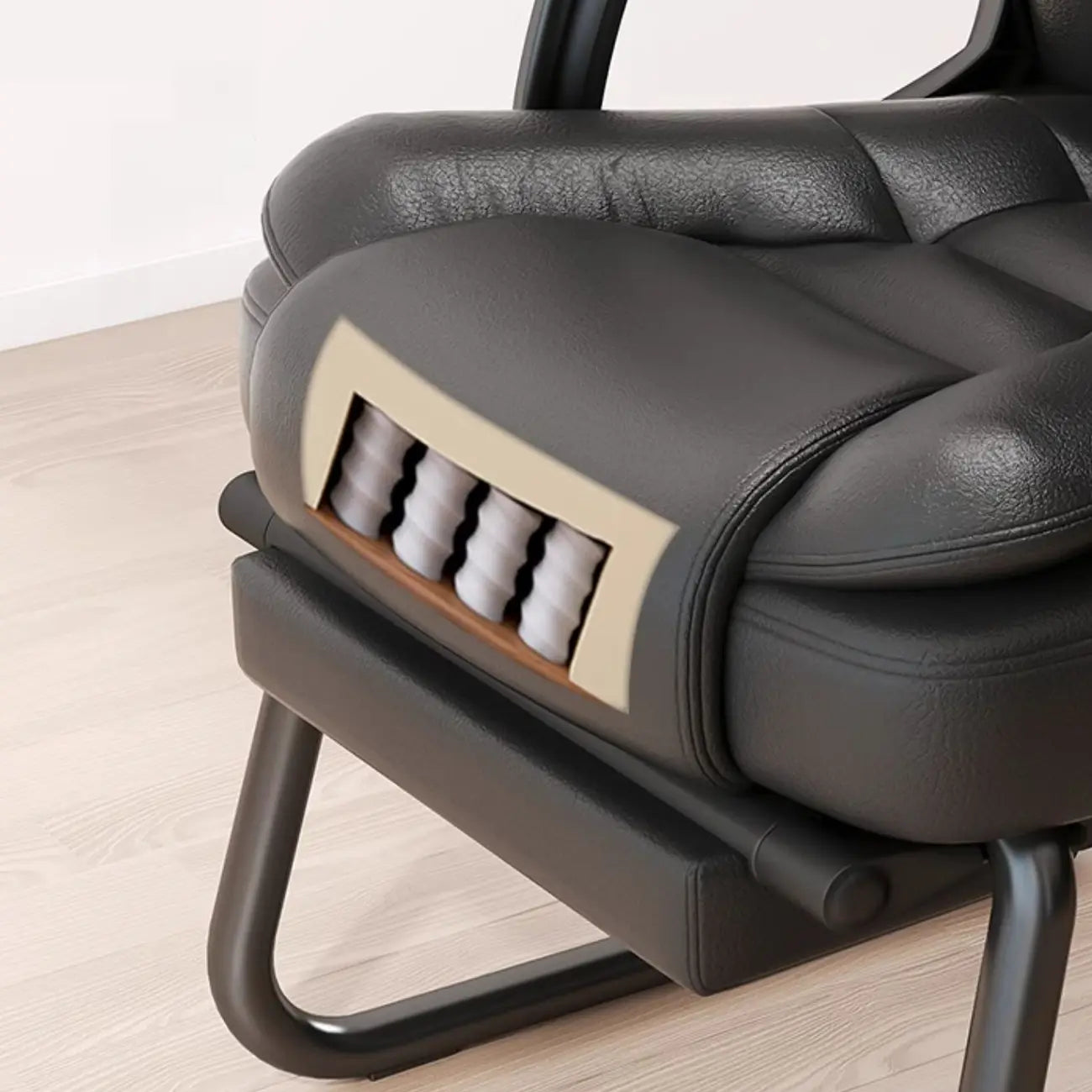 Luxurious Ink Leather Steel Reclining Office Chair