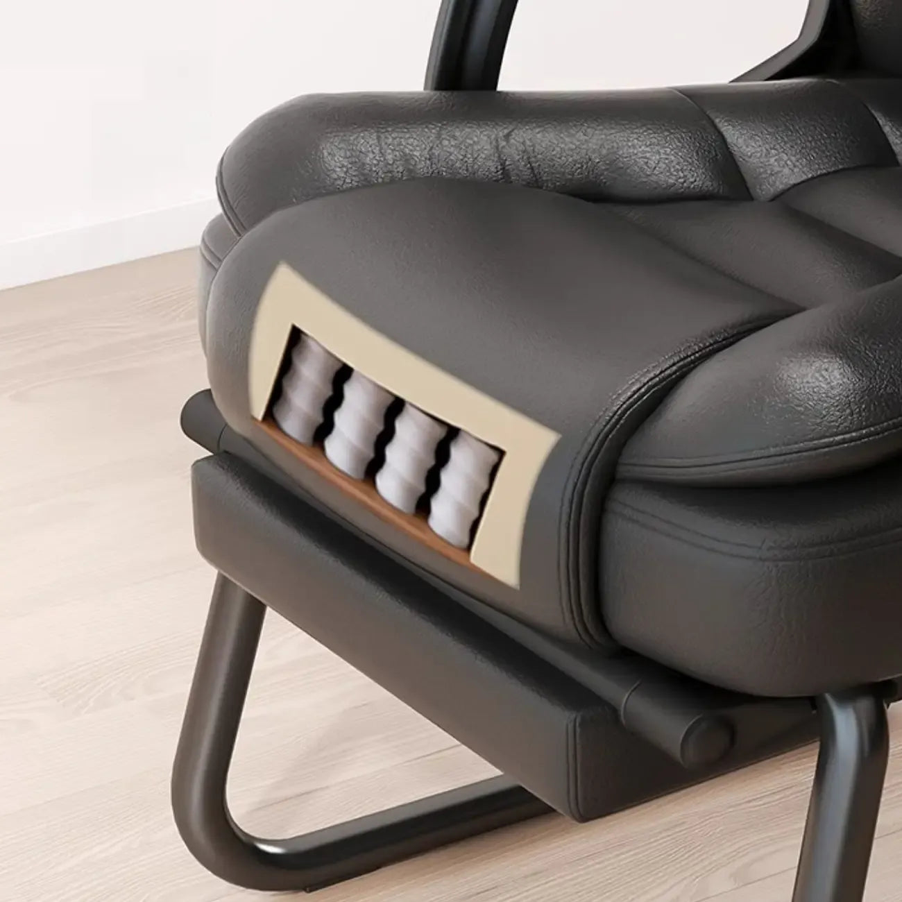 Luxurious Ink Leather Steel Reclining Office Chair