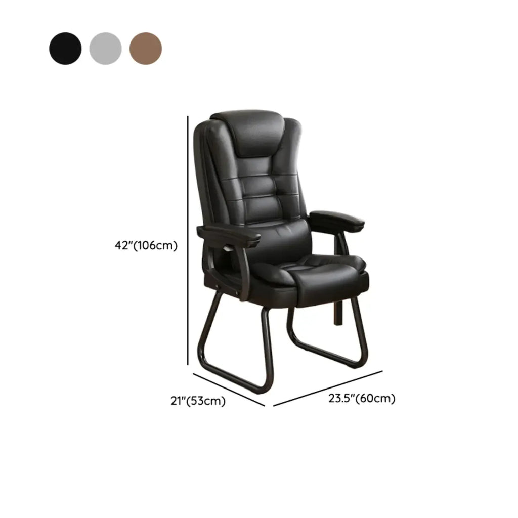 Luxurious Ink Leather Steel Reclining Office Chair