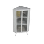Modern Black Stone Top Corner Cabinet with Fluted Glass Door