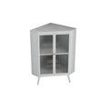 Modern Black Stone Top Corner Cabinet with Fluted Glass Door