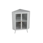 Modern Black Stone Top Corner Cabinet with Fluted Glass Door