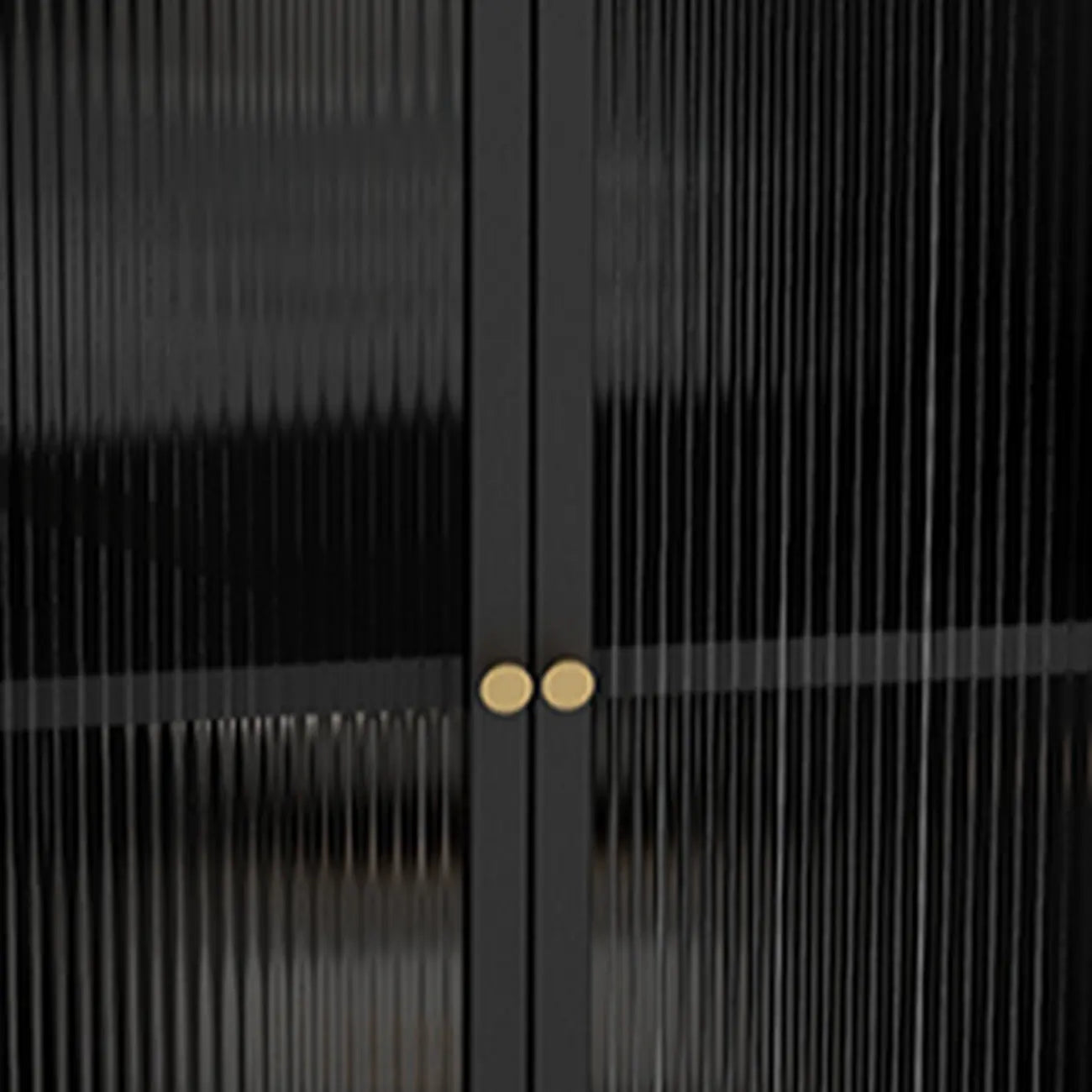 Modern Black Stone Top Corner Cabinet with Fluted Glass Door