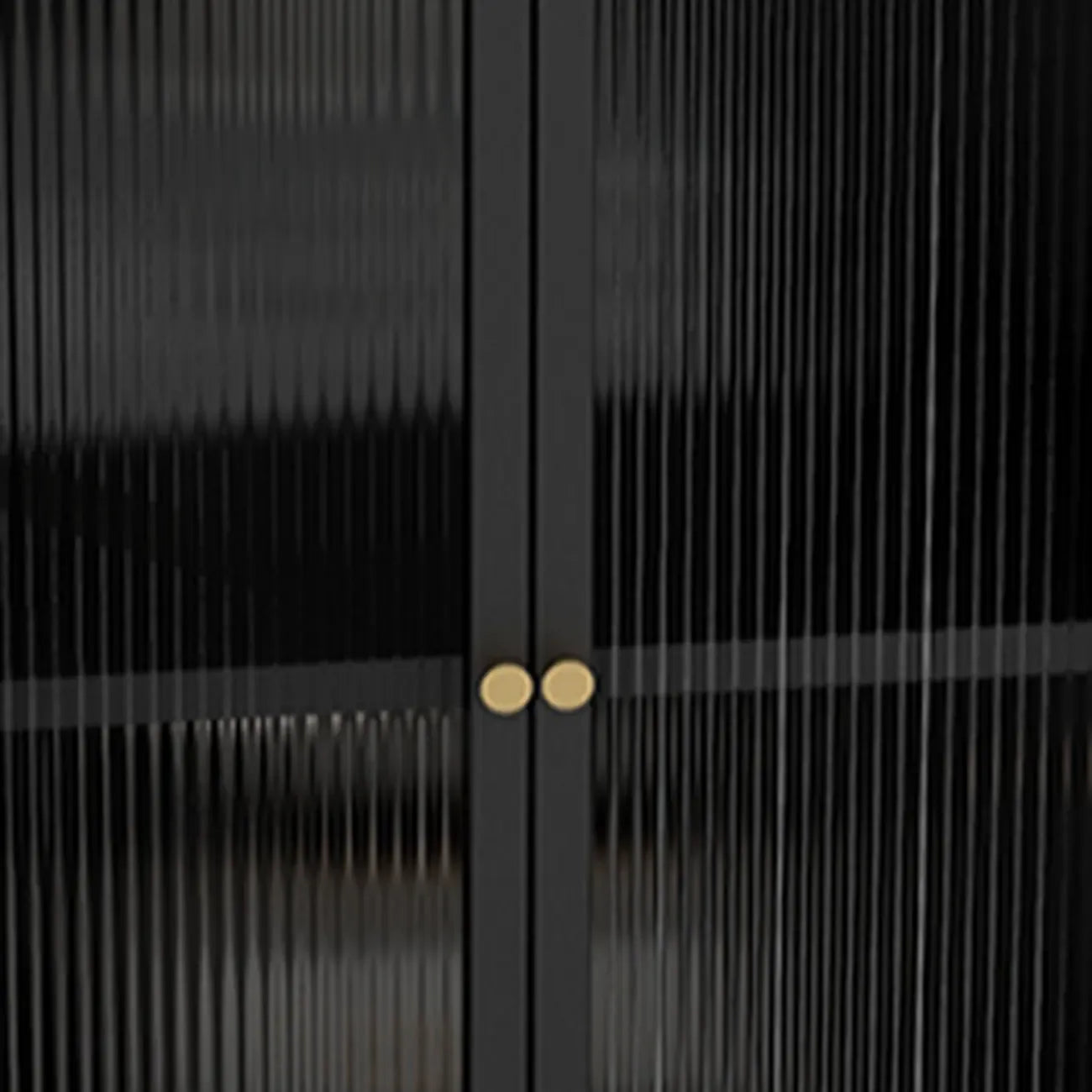 Modern Black Stone Top Corner Cabinet with Fluted Glass Door