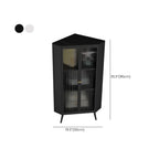 Modern Black Stone Top Corner Cabinet with Fluted Glass Door