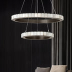 Circular 2-layer Modern Alabaster Steel Pendant Chandelier