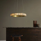 Circular 2-layer Modern Alabaster Steel Pendant Chandelier