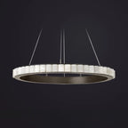Circular 2-layer Modern Alabaster Steel Pendant Chandelier
