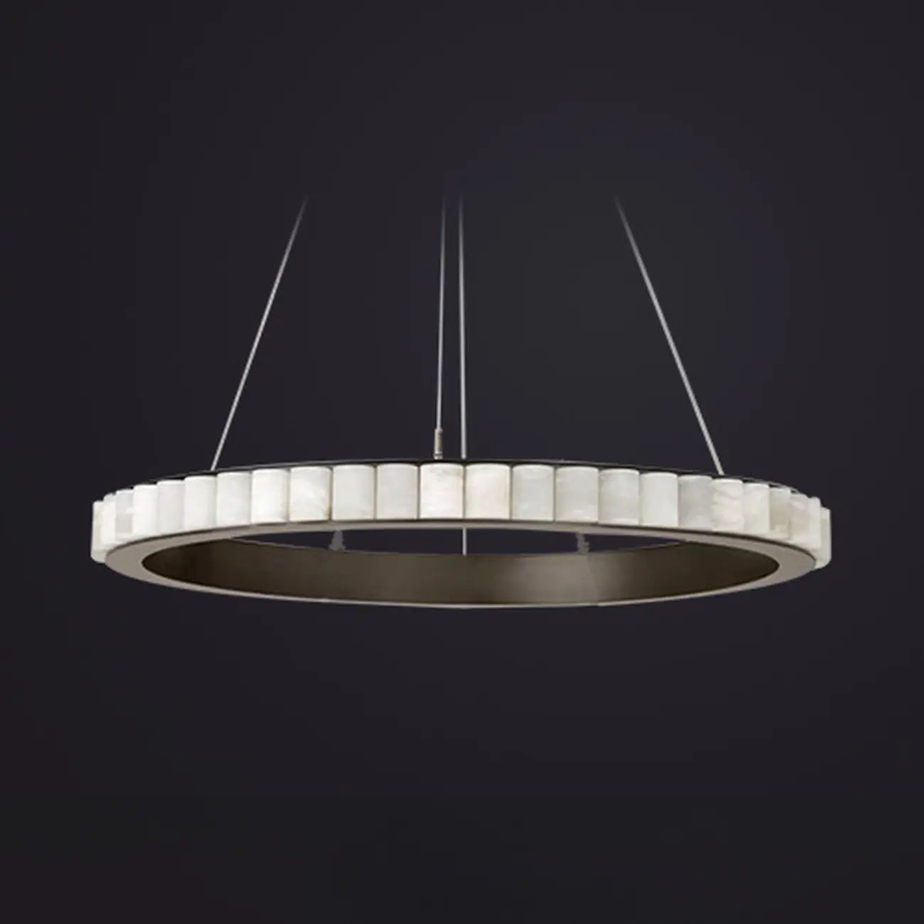 Circular 2-layer Modern Alabaster Steel Pendant Chandelier