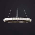 Circular 2-layer Modern Alabaster Steel Pendant Chandelier